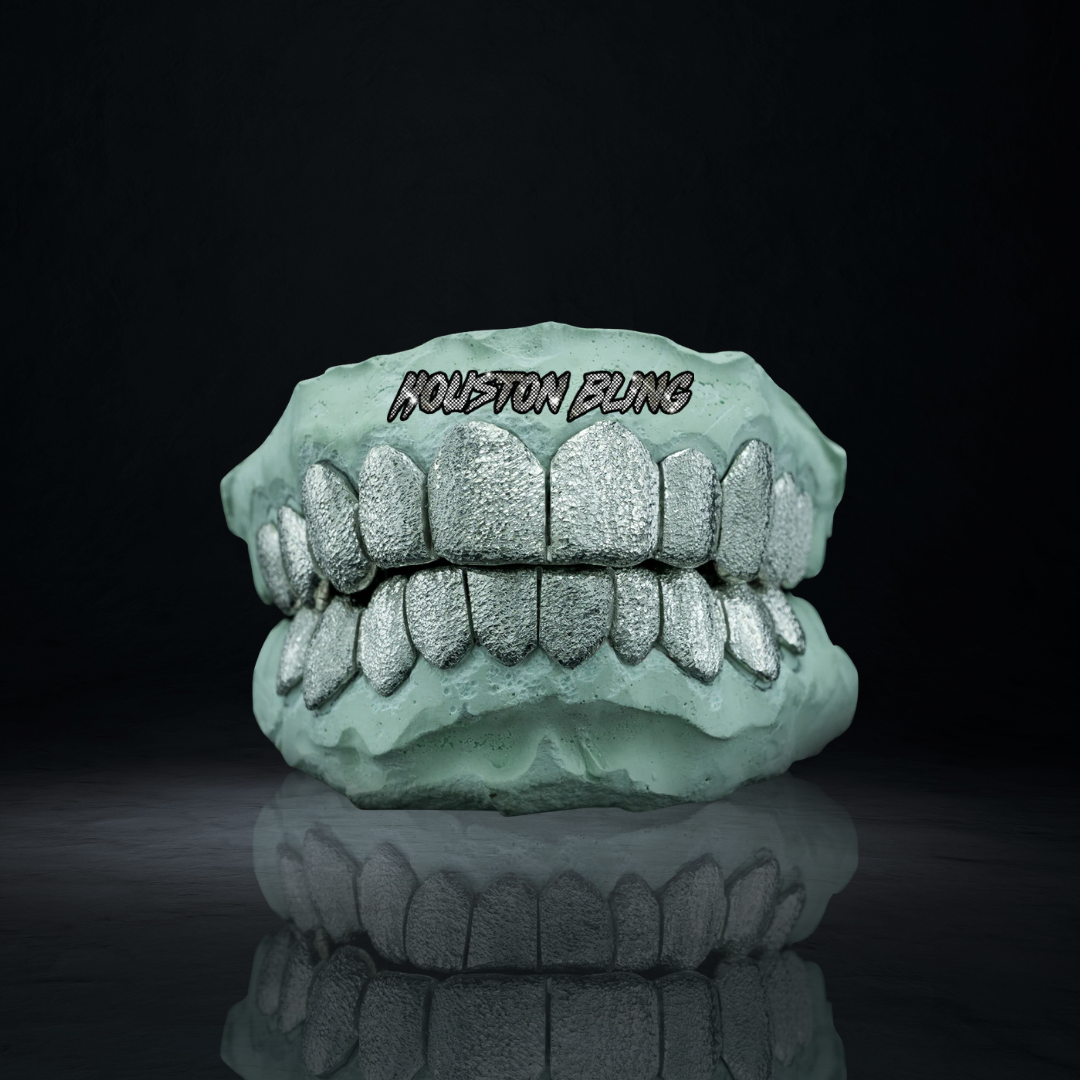 White Gold with Diamond Dust Grillz – Houston Bling