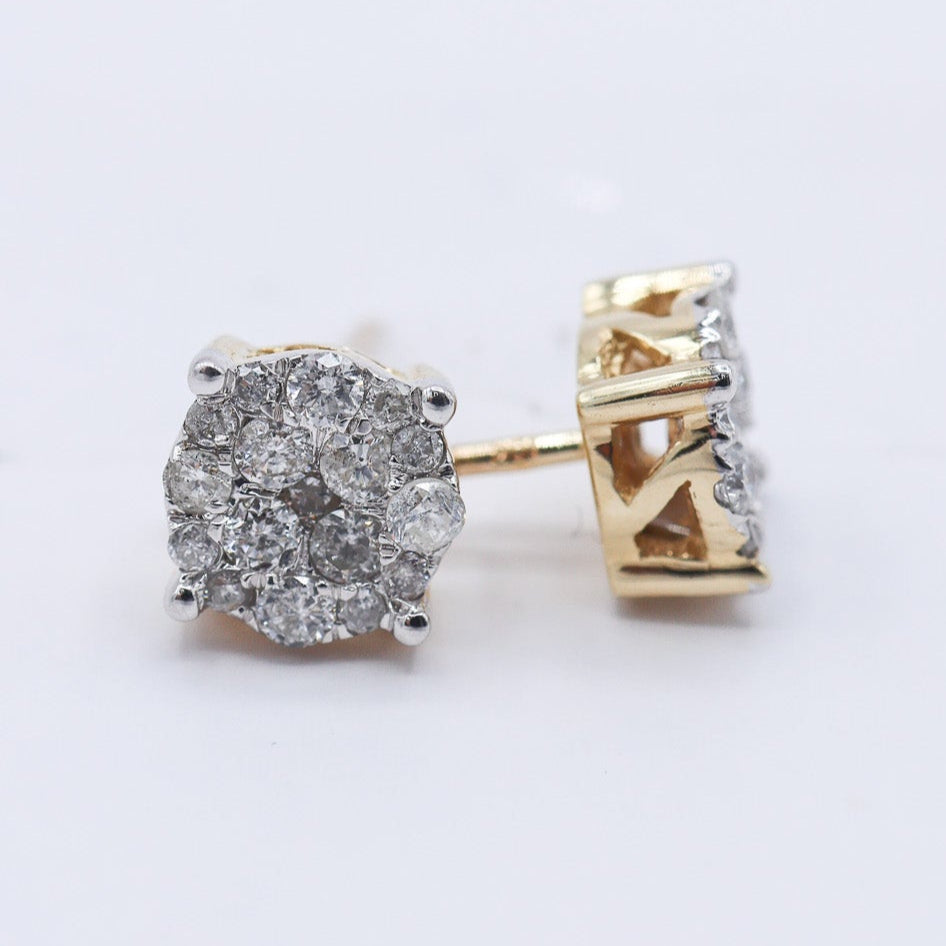 10K 0.47-0.54CT D-EARRING LDS RDS 'SUPER FLOWER' MICRO PRONG