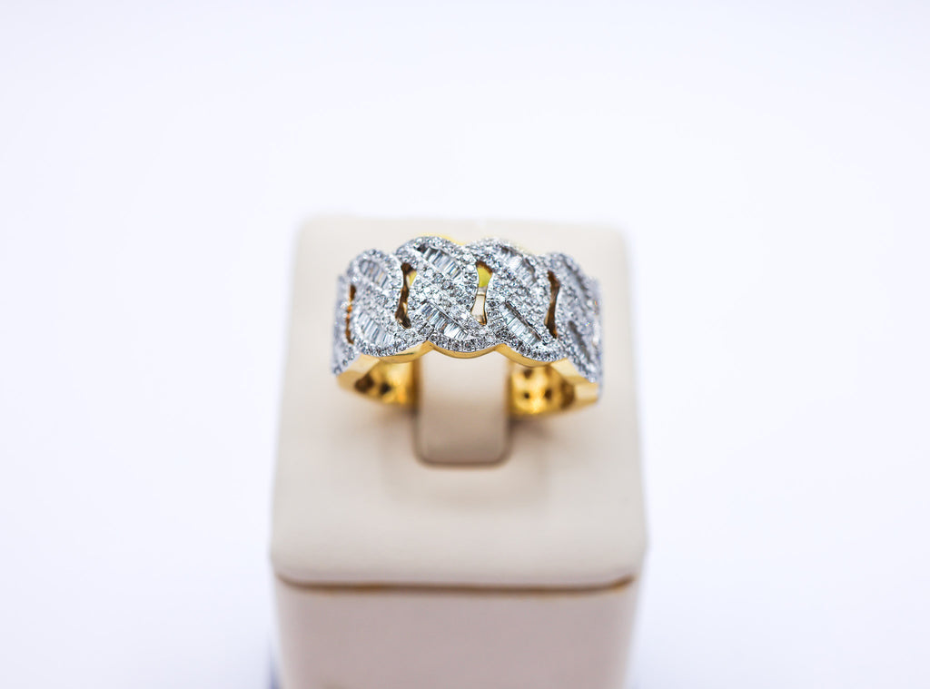 10K 1.00-1.04CT Baguette Cuban Link Mens Diamond Ring