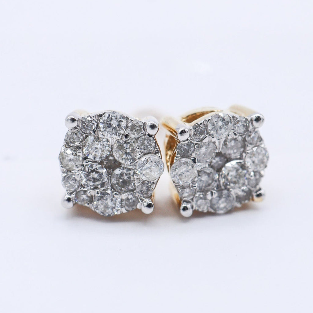 10K 0.47-0.54CT D-EARRING LDS RDS 'SUPER FLOWER' MICRO PRONG