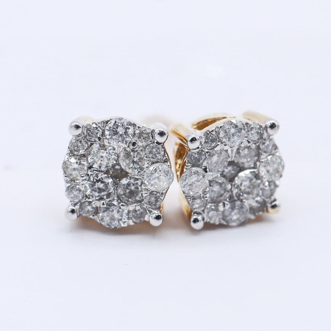 10K 0.47-0.54CT D-EARRING LDS RDS 'SUPER FLOWER' MICRO PRONG