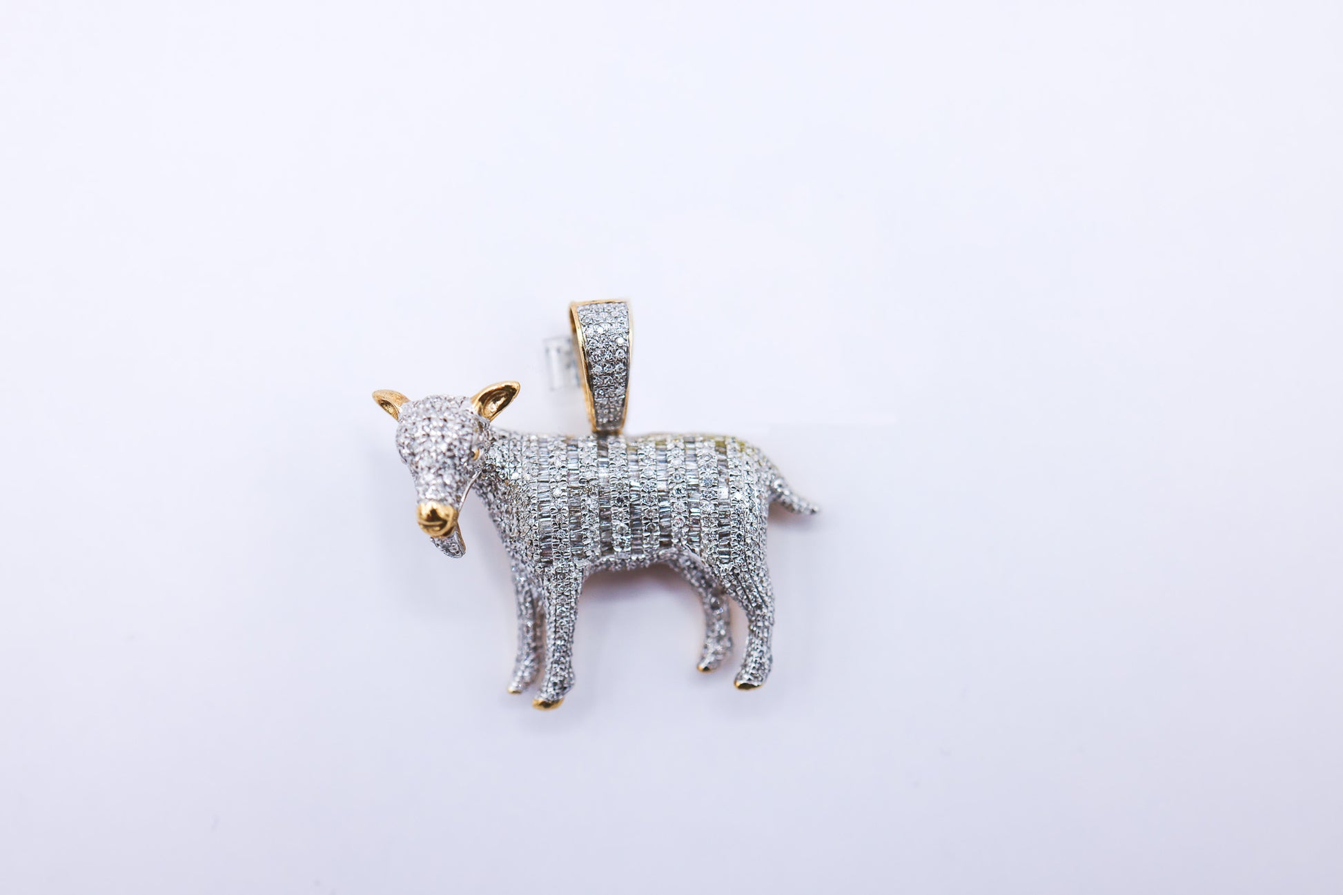 Goat Charm 10K Gold 1.24CTW