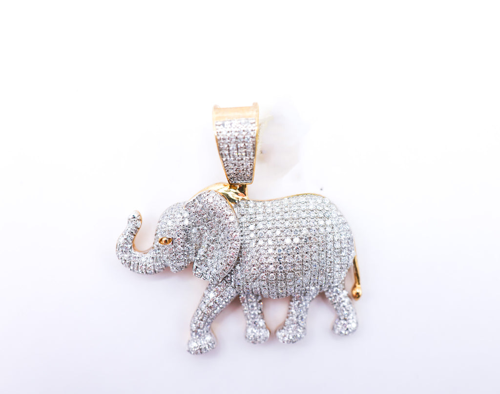 Elephant Charm 10K gold 1.20 CTW