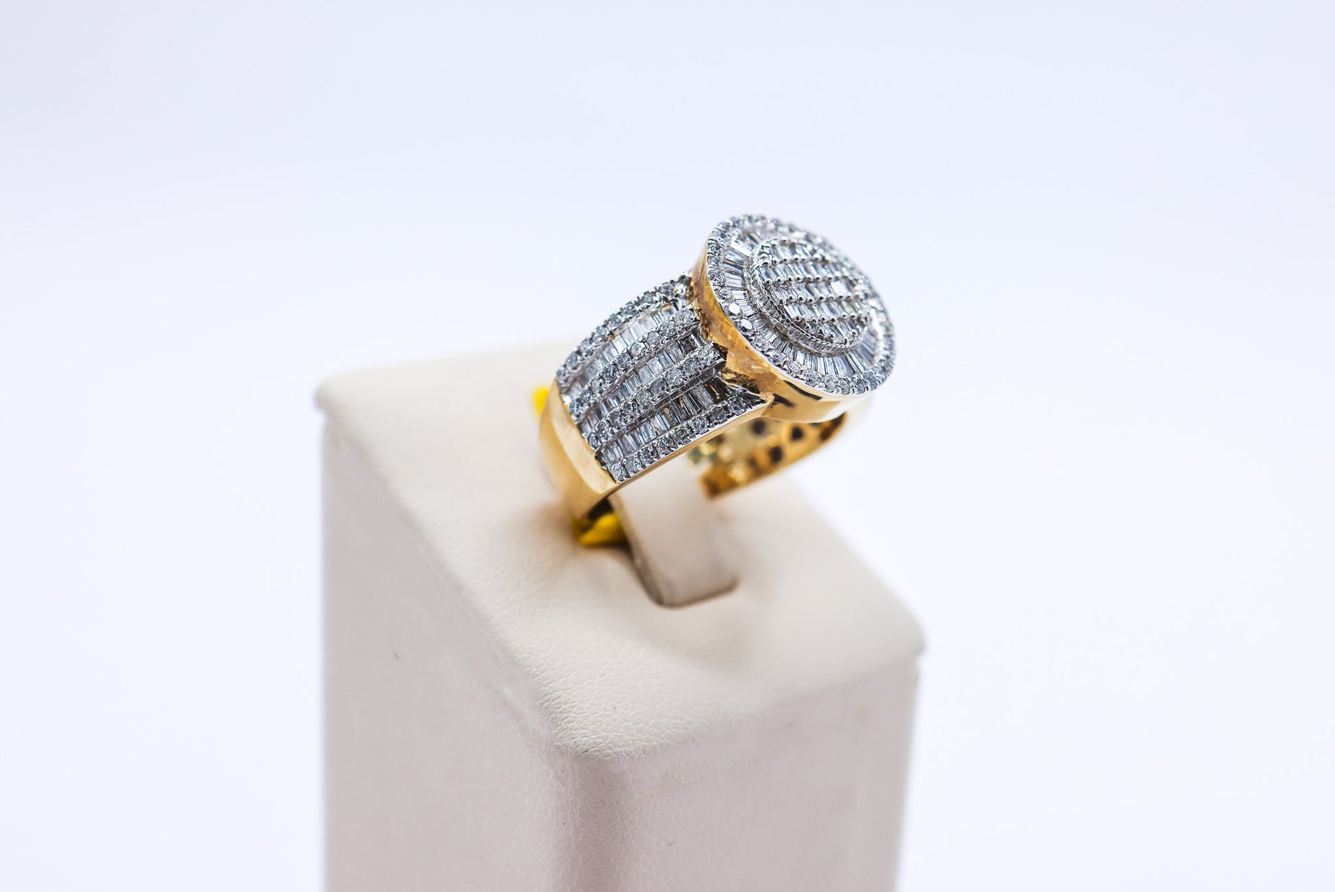 10K Gold 1.99CTW Baguette Round Mens Custom Diamond Ring