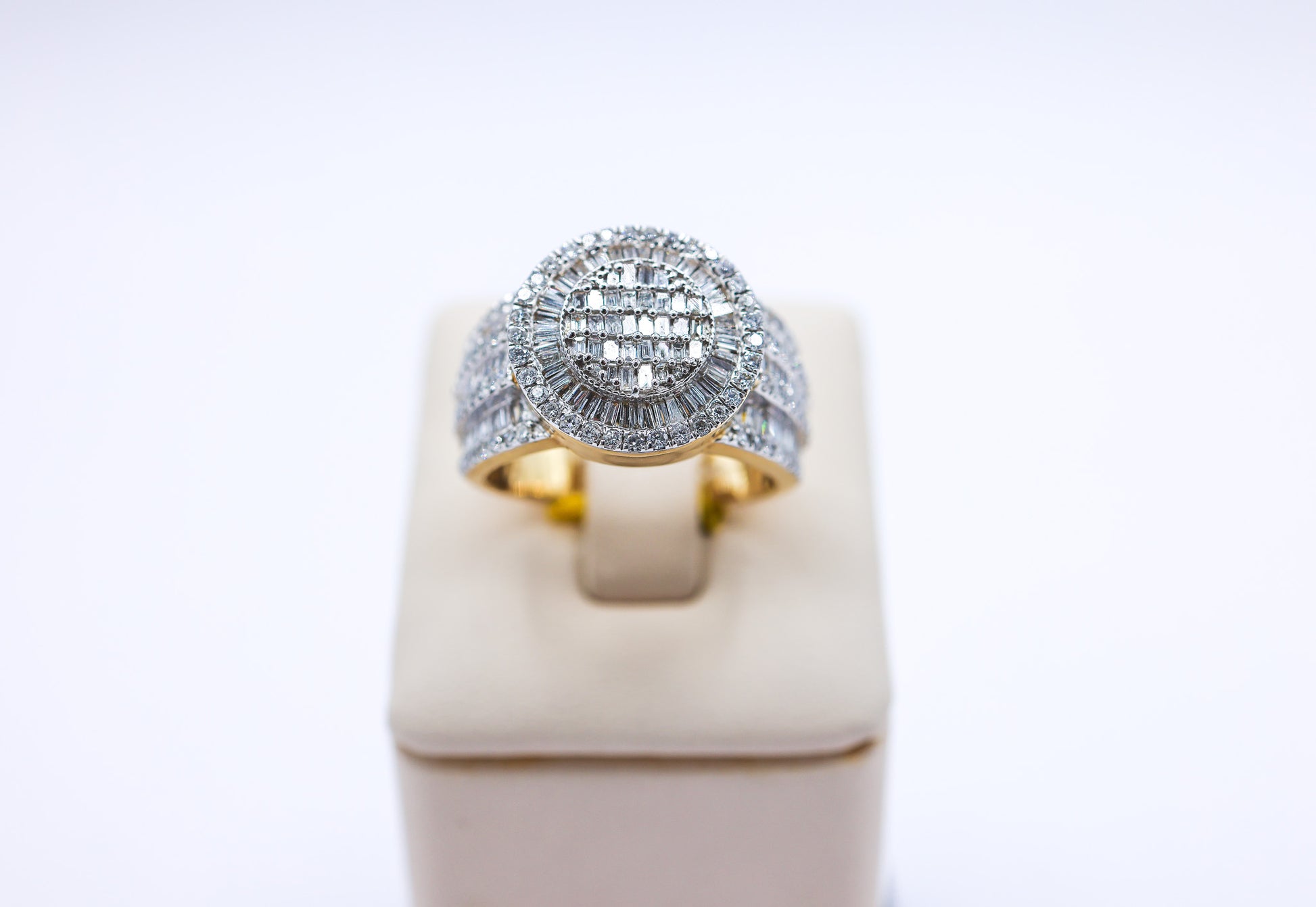 10K Gold 1.99CTW Baguette Round Mens Custom Diamond Ring