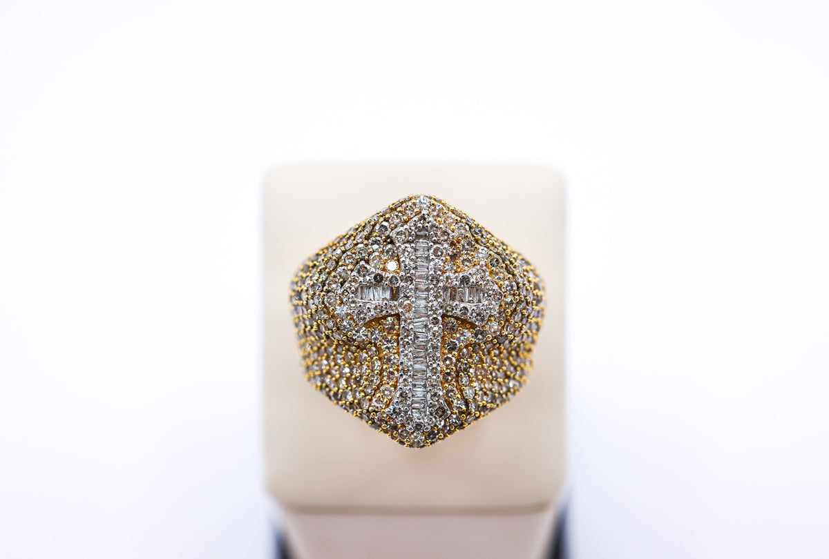 10K Gold 5.2CTW Cross Mens Diamond Ring