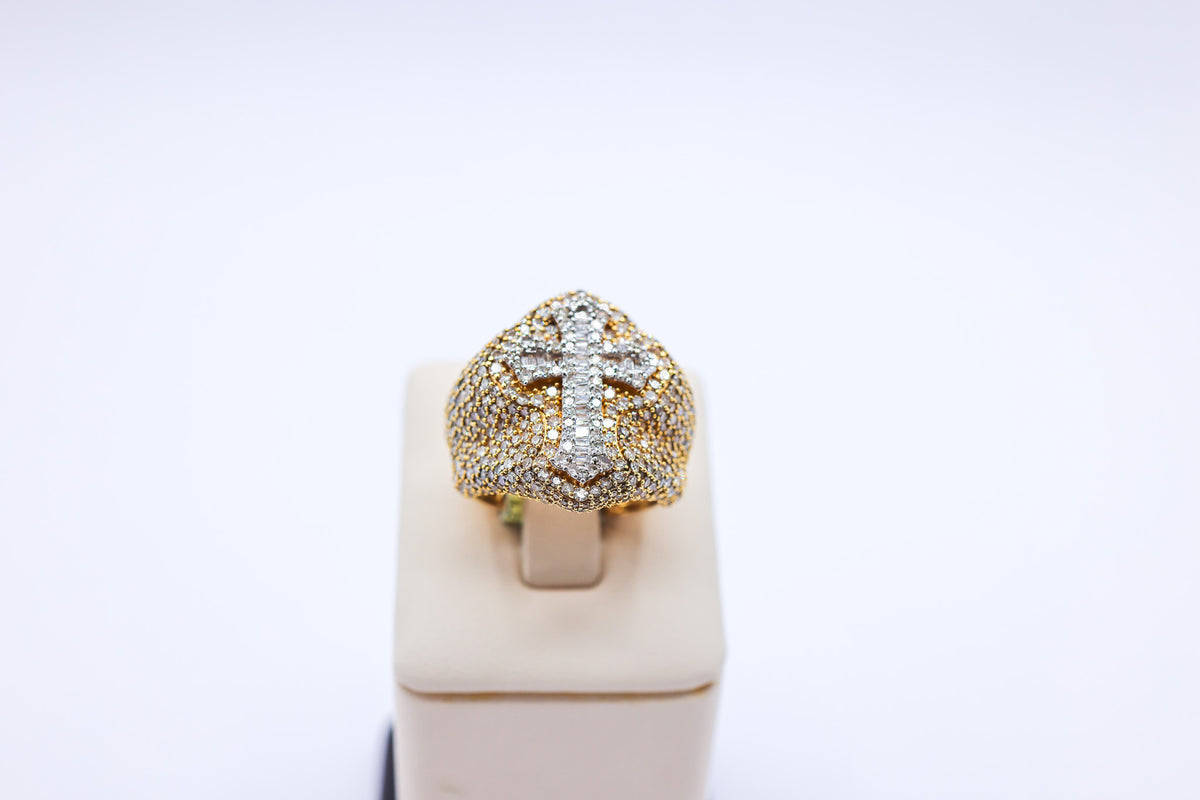 10K Gold 5.2CTW Cross Mens Diamond Ring
