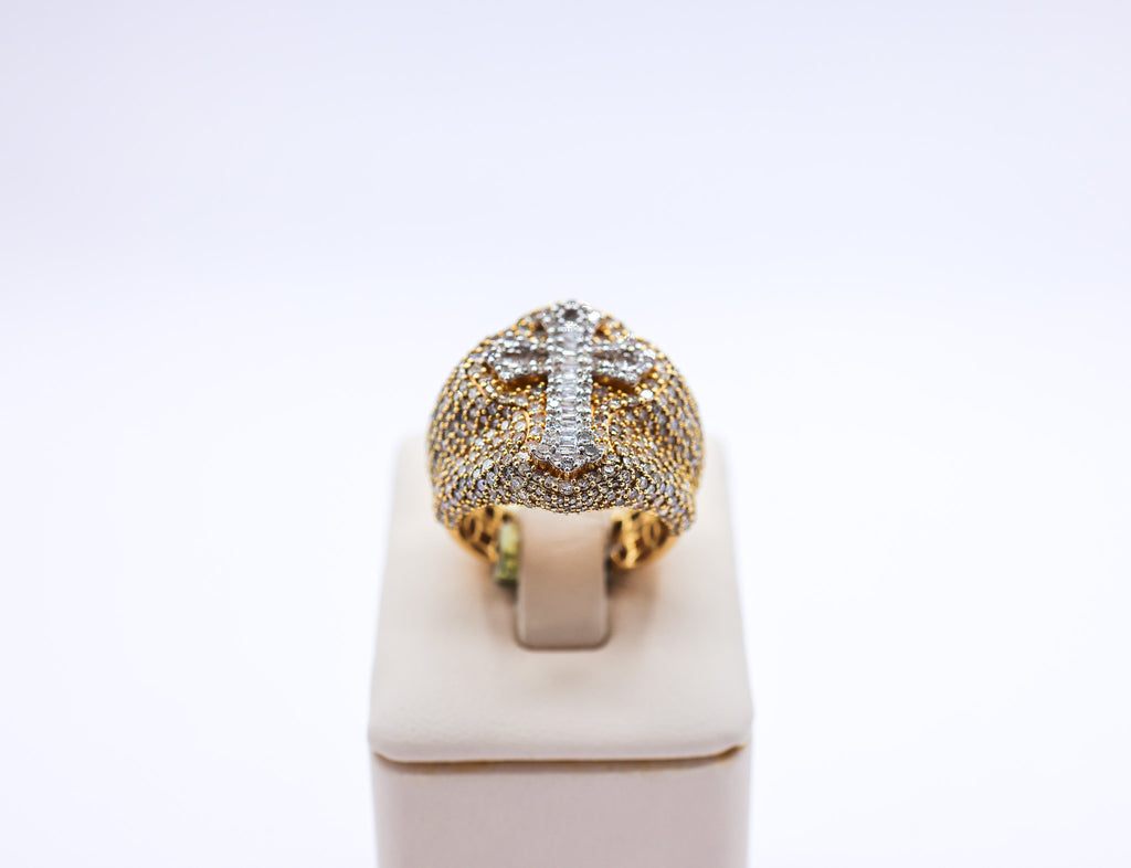 10K Gold 5.2CTW Cross Mens Diamond Ring
