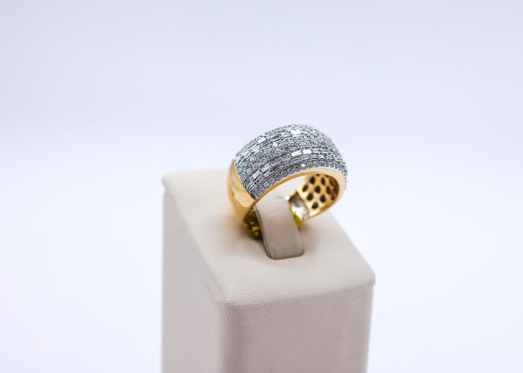 10K 1.72CT Baguette Round Diamond Multi Row Men's Band