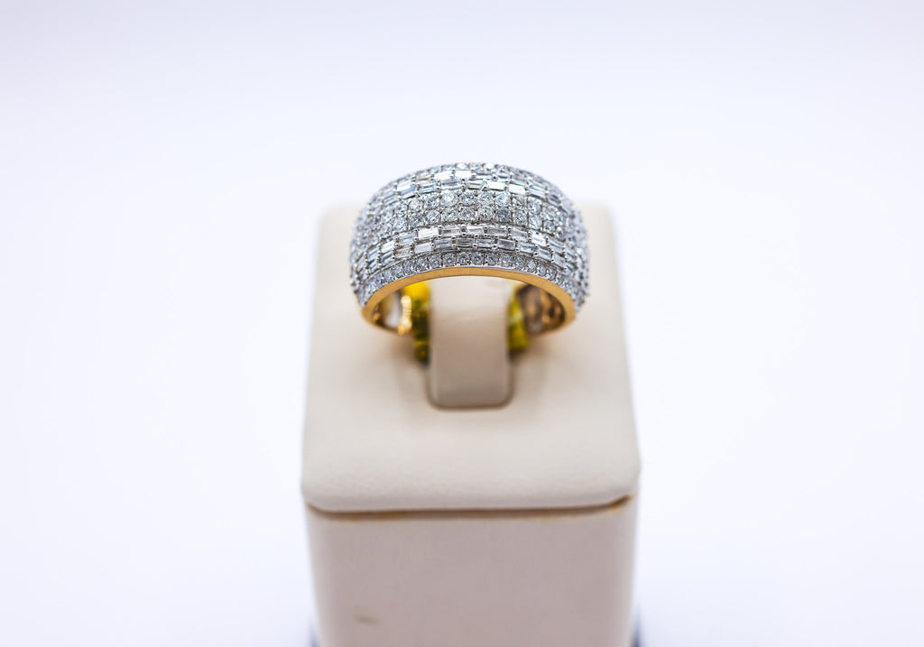 10K 1.72CT Baguette Round Diamond Multi Row Men's Band