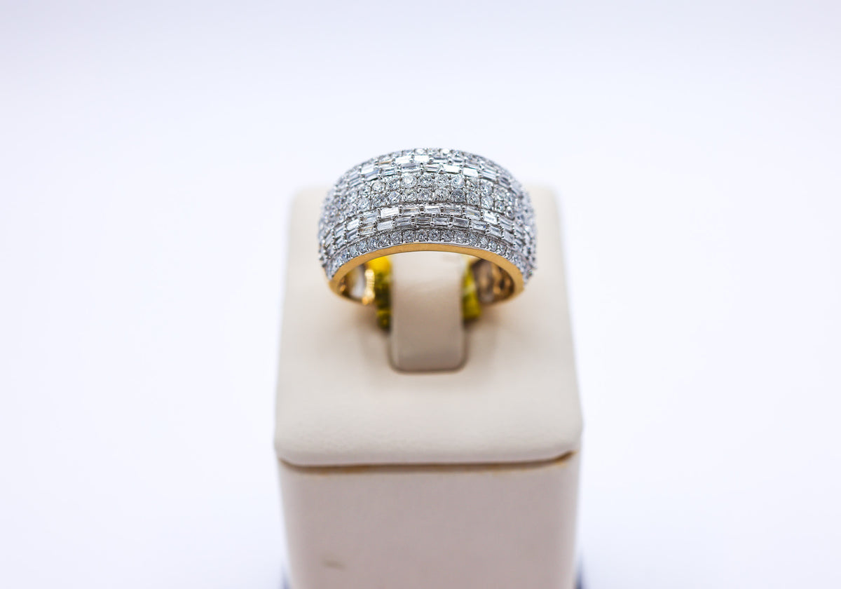 10K 1.72CT Baguette Round Diamond Multi Row Men's Band