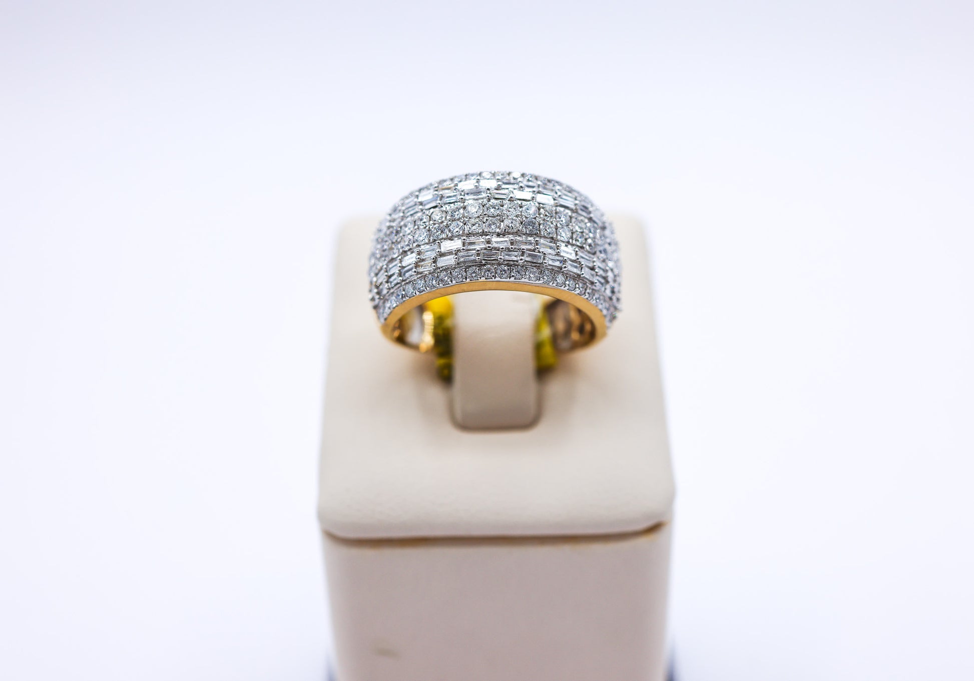 10K 1.72CT Baguette Round Diamond Multi Row Men's Band