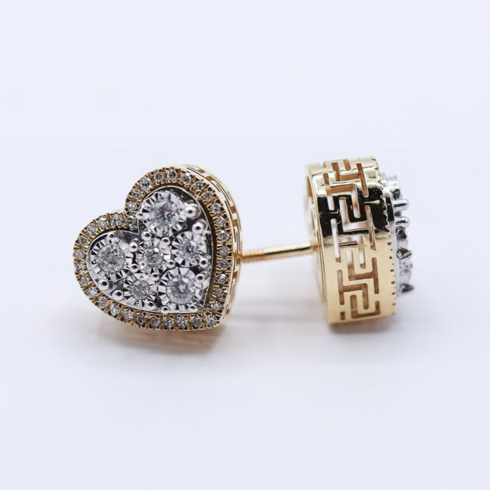 10K 0.26-0.28CT D-EARRING RDS 'HEART' FANUC MICRO PRONG 'TOP FLOOR'