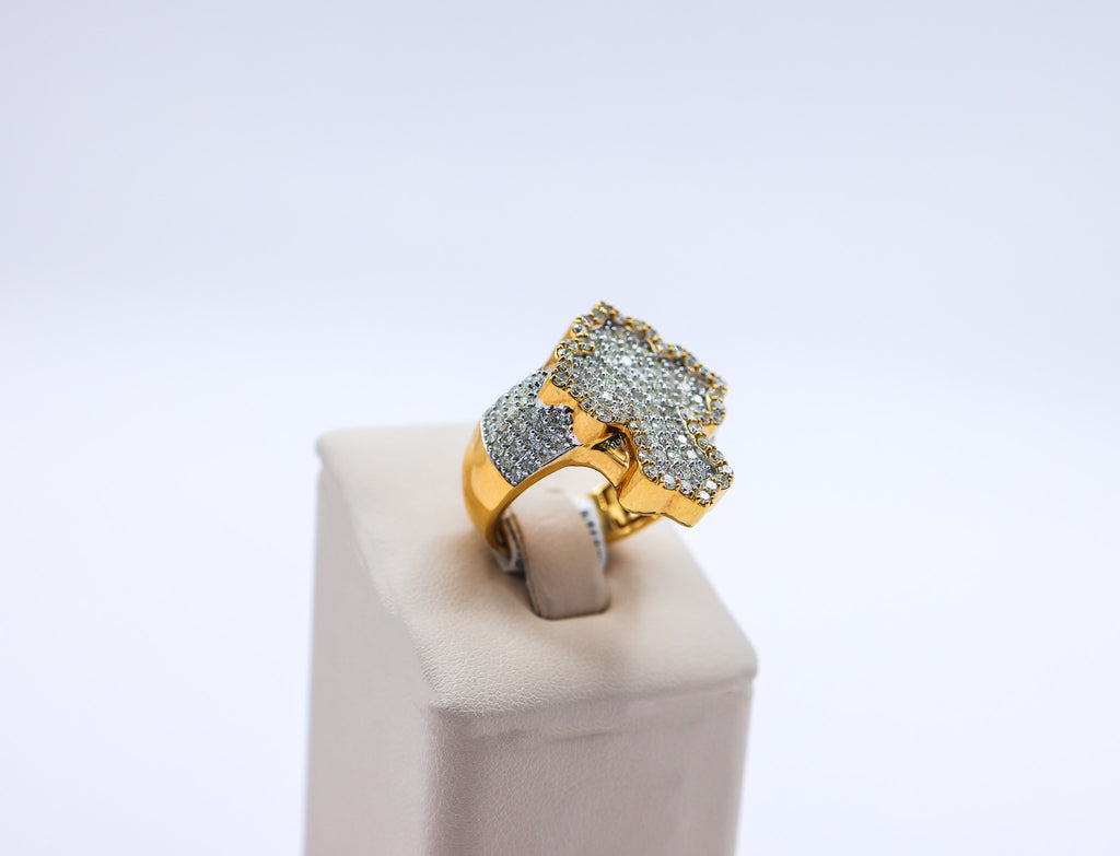 10K Gold 2.69 CTW 3D Multi-Diamond Cross Ring