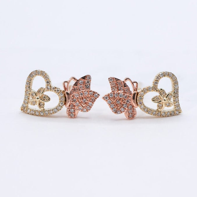 10K 0.13CT Heart Earrings