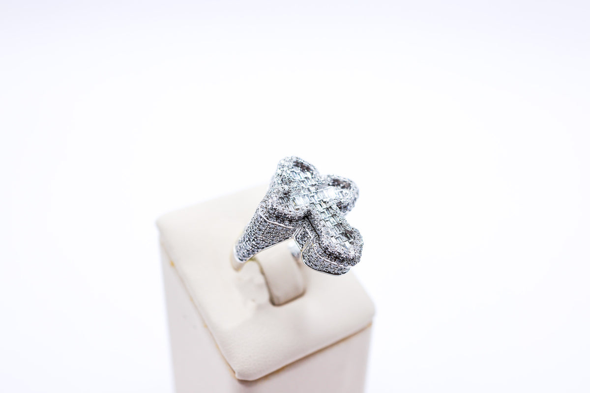 10K Gold 3.72 CTW White Gold 3D Custom Cross Diamond Ring