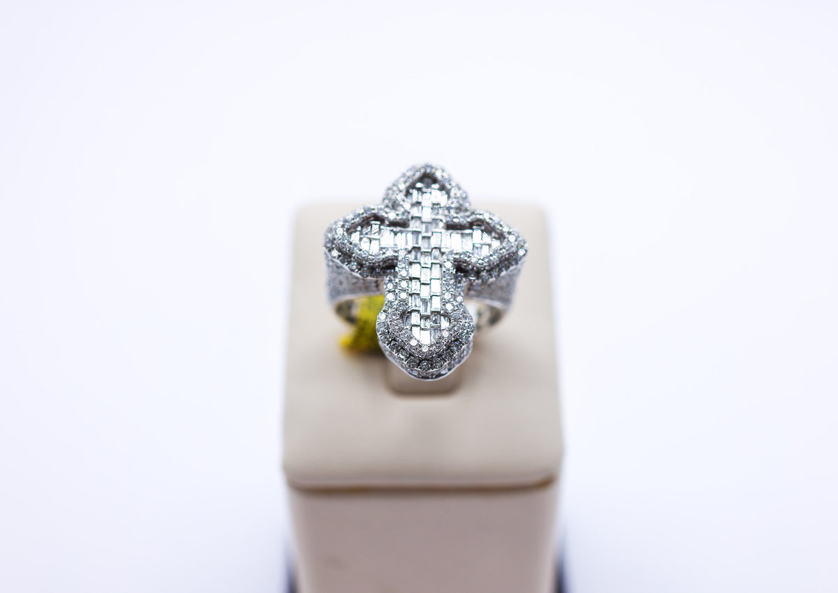 10K Gold 3.72 CTW White Gold 3D Custom Cross Diamond Ring