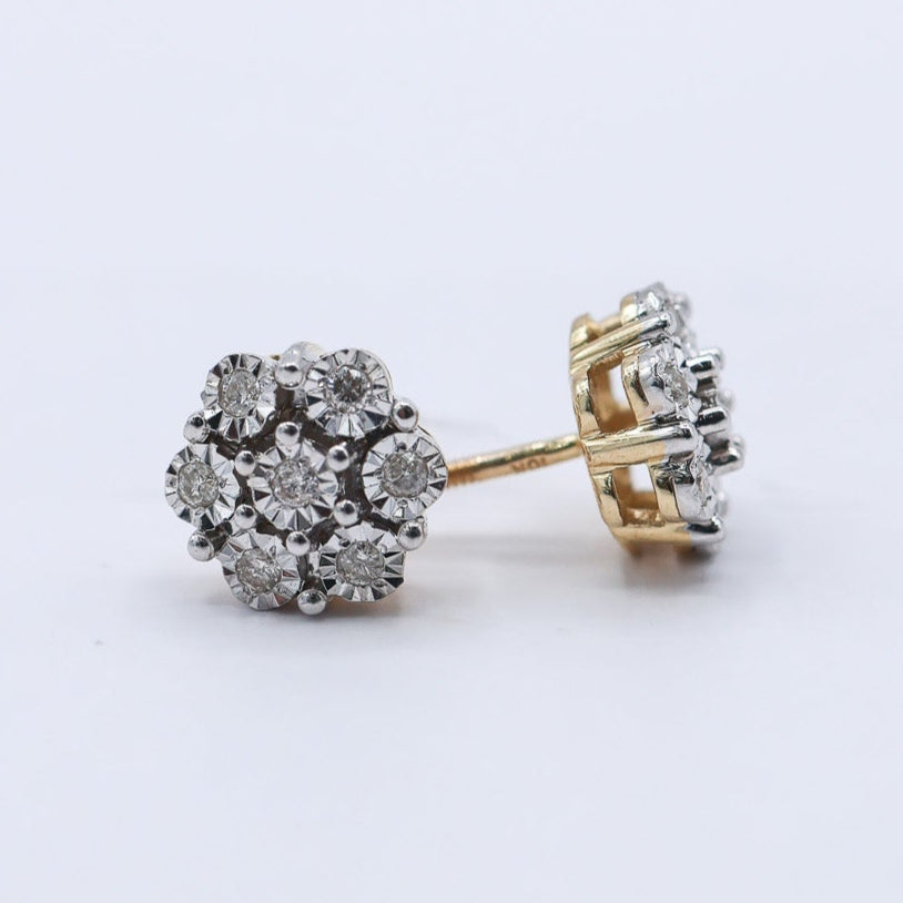 10K 0.16CTW Flower Earrings