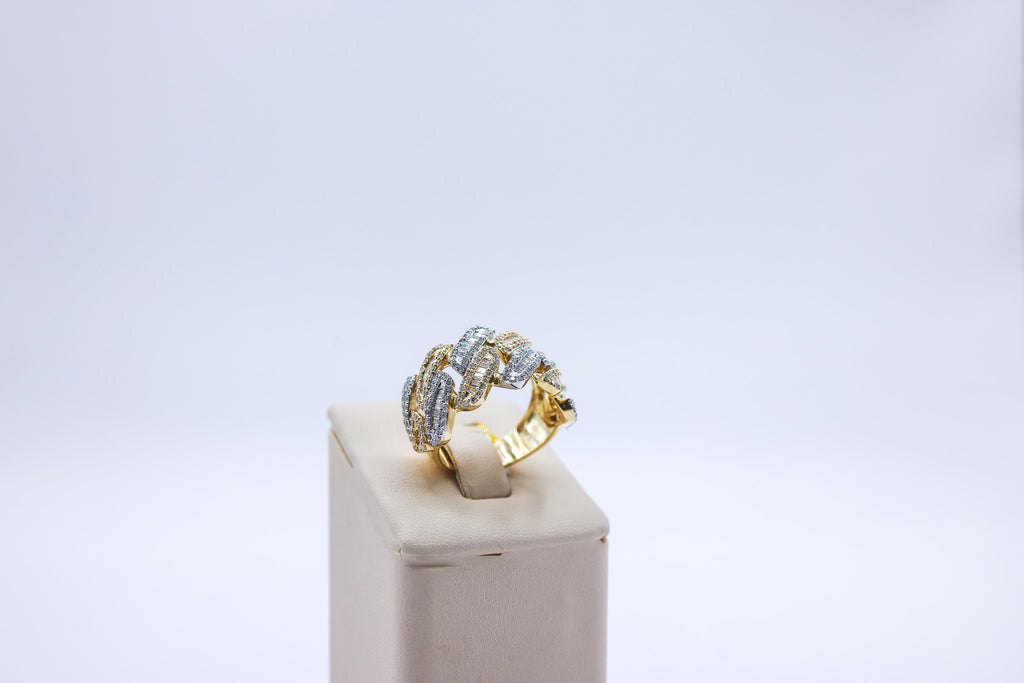 10K 1.70CT CTW Two-Tone Baguette Cuban Diamond Ring