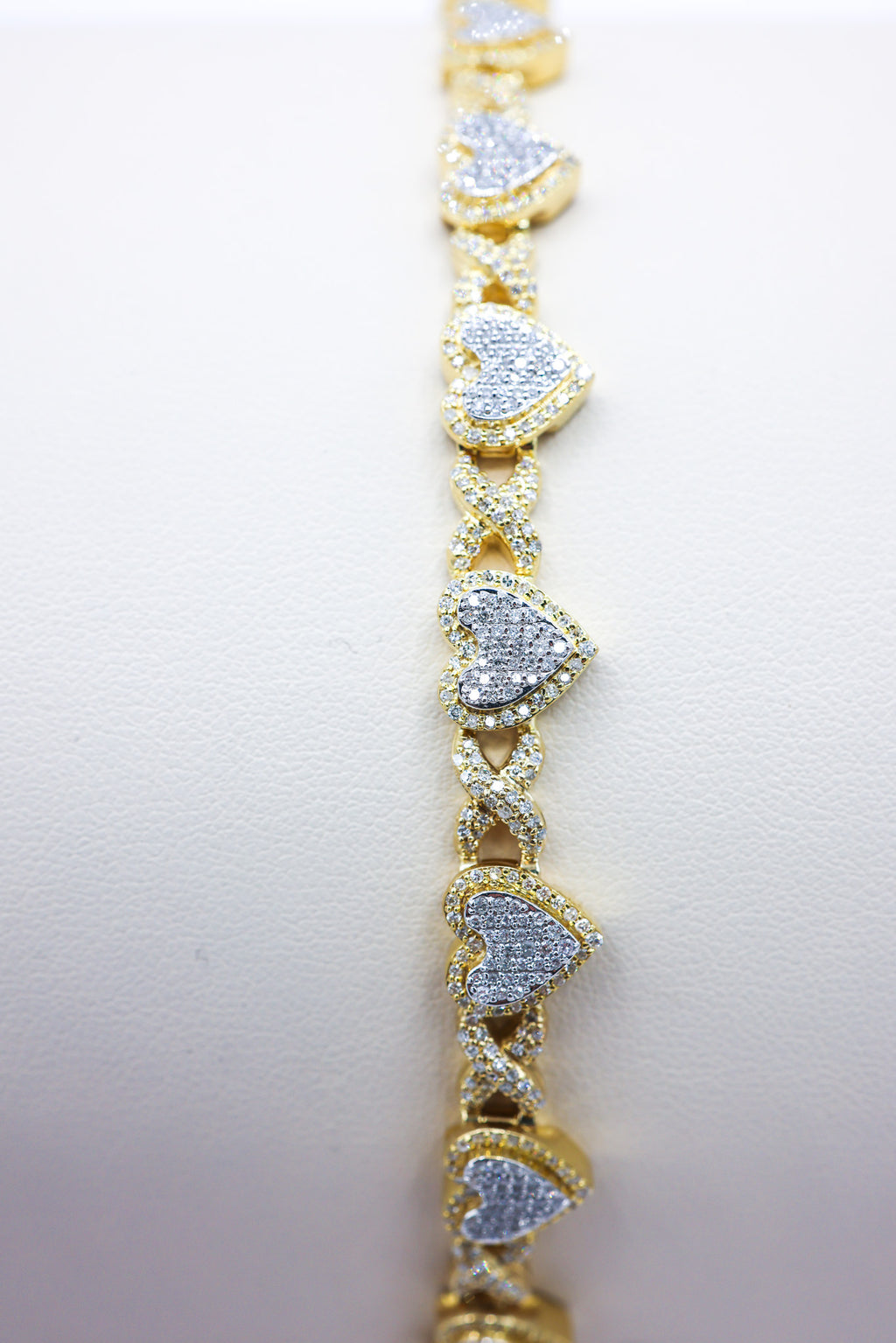 10K 2.28-2.36CT D-BRACELET LDS RDS "HEART WITH LINK BAND" SIZE 7"