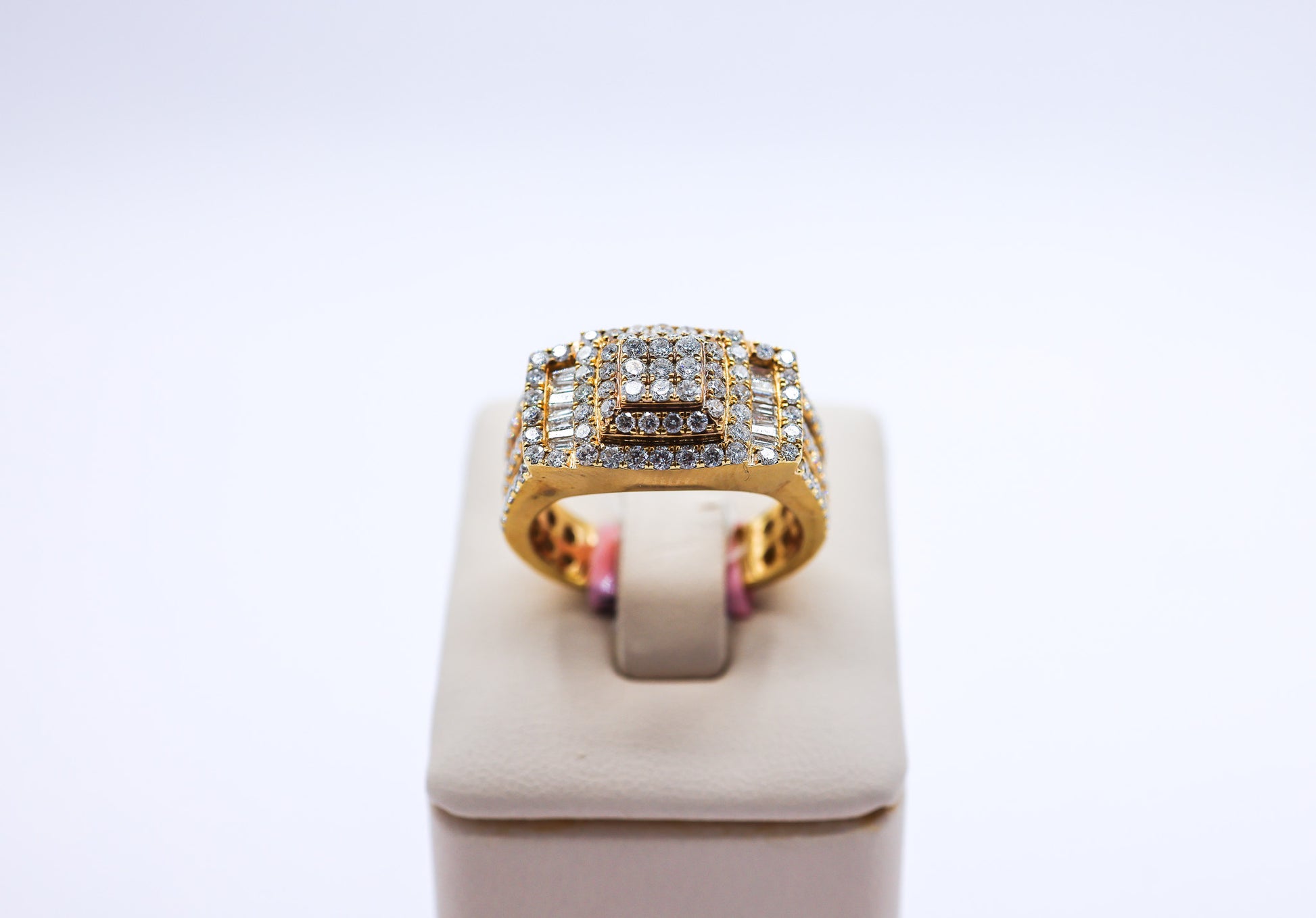 10K 2.00-2.09CTW Mens custom Square Multi-Diamond Ring