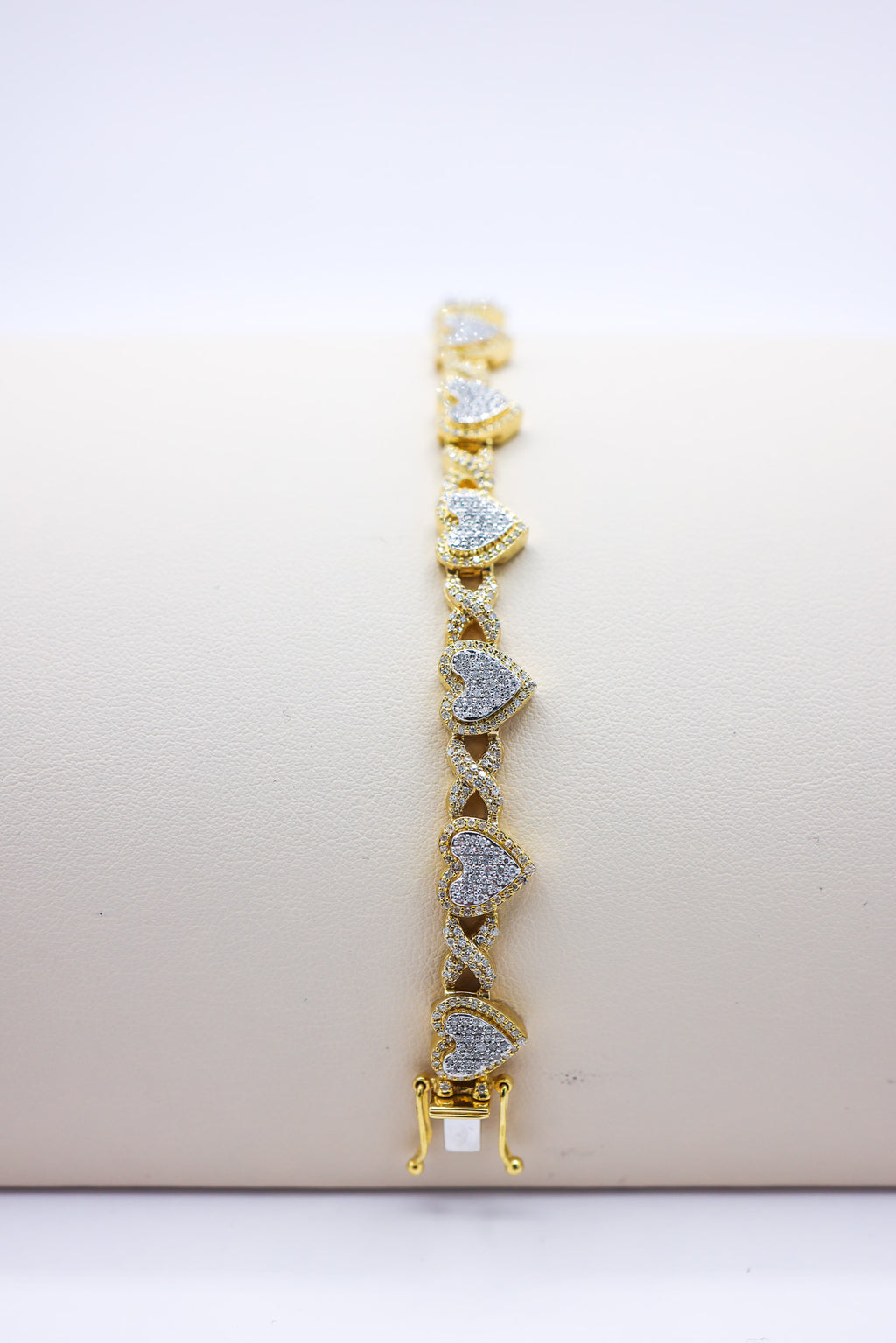 10K 2.28-2.36CT D-BRACELET LDS RDS "HEART WITH LINK BAND" SIZE 7"