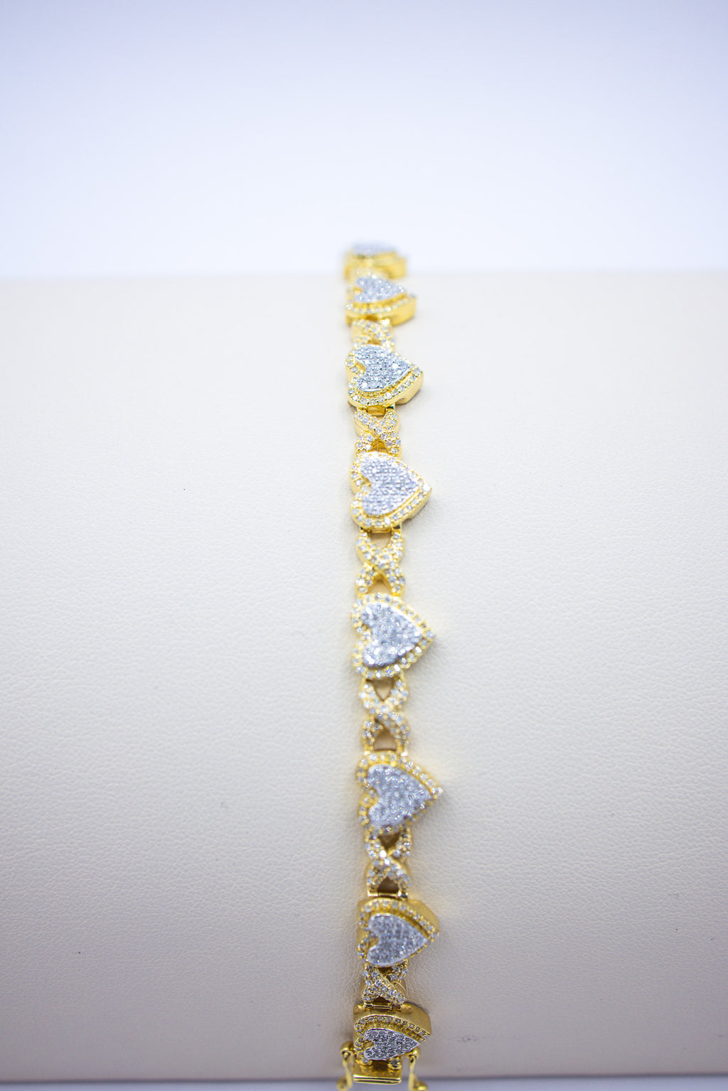 10K 2.28-2.36CT D-BRACELET LDS RDS "HEART WITH LINK BAND" SIZE 7"