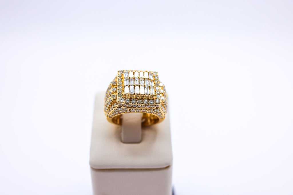10K Gold 6.17 CTW Square Center Diamond Baguette Ring