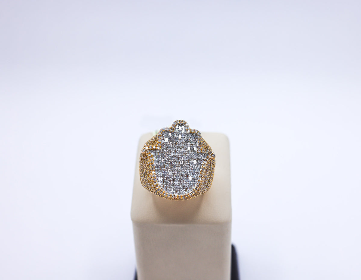 10K Gold 3.85CTW Hamsa Hand Diamond Ring