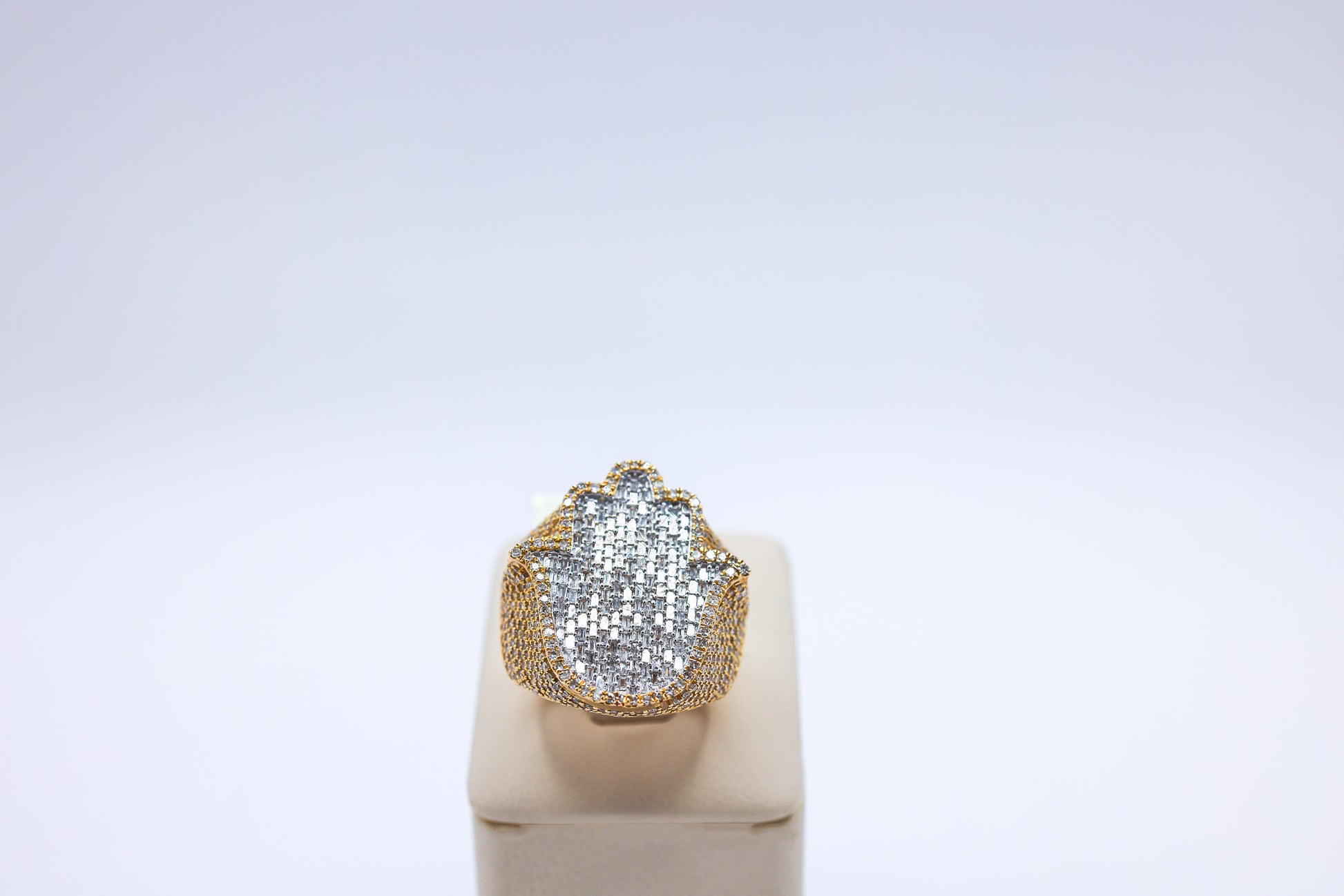 10K Gold 3.85CTW Hamsa Hand Diamond Ring