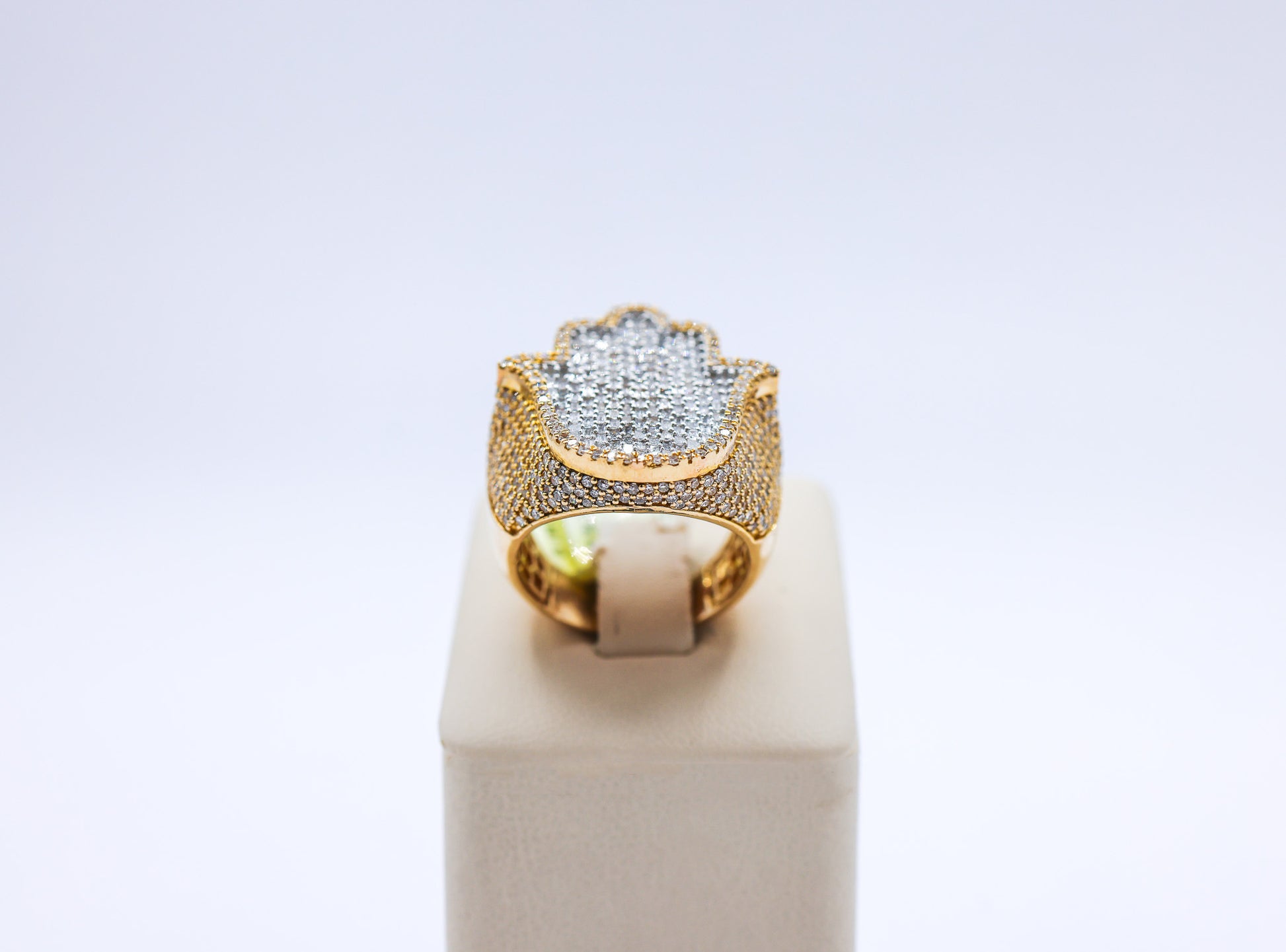 10K Gold 3.85CTW Hamsa Hand Diamond Ring