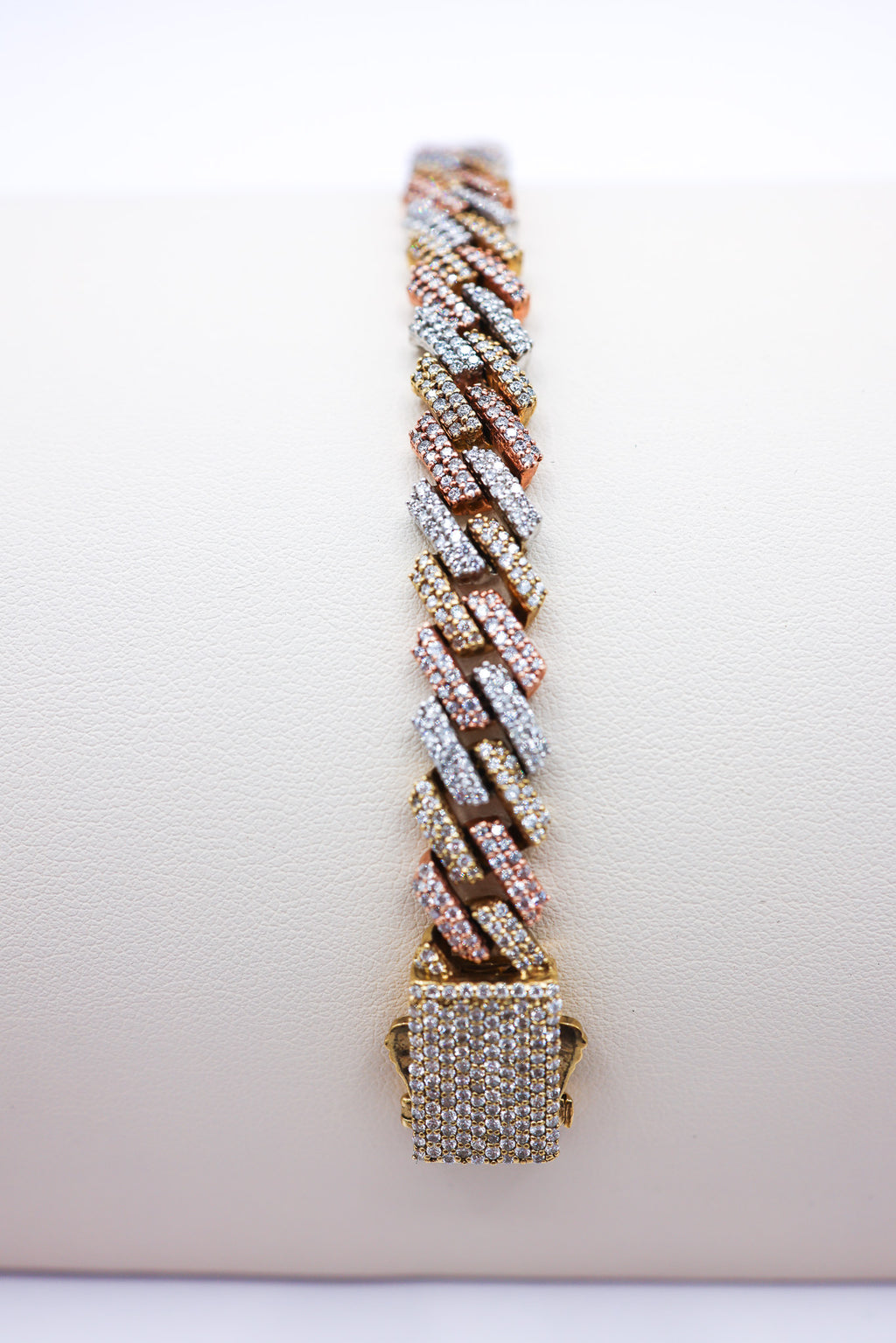 Miami Cuban Bracelet 10K Gold 6.75 CTW Tri-Color