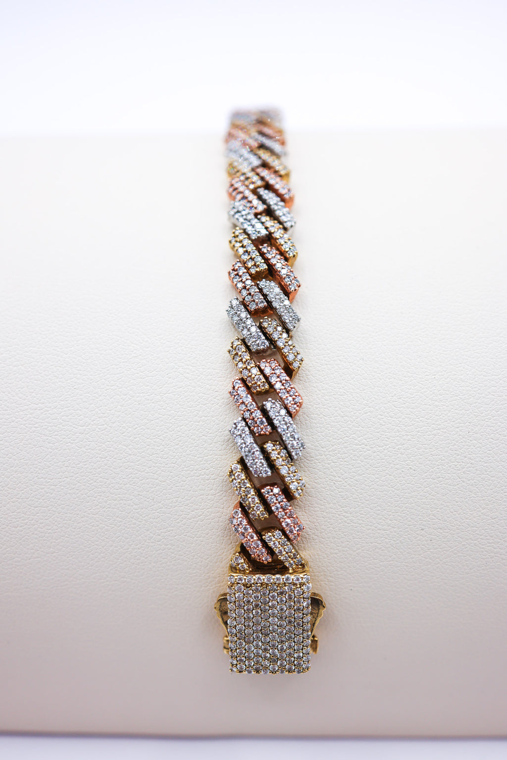 Miami Cuban Bracelet 10K Gold 6.75 CTW Tri-Color