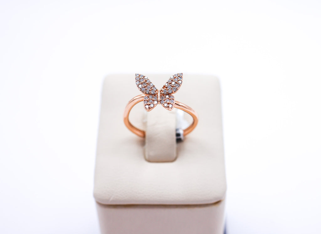 14K Gold 0.24 CTW Rose Gold Butterfly Diamond Ring