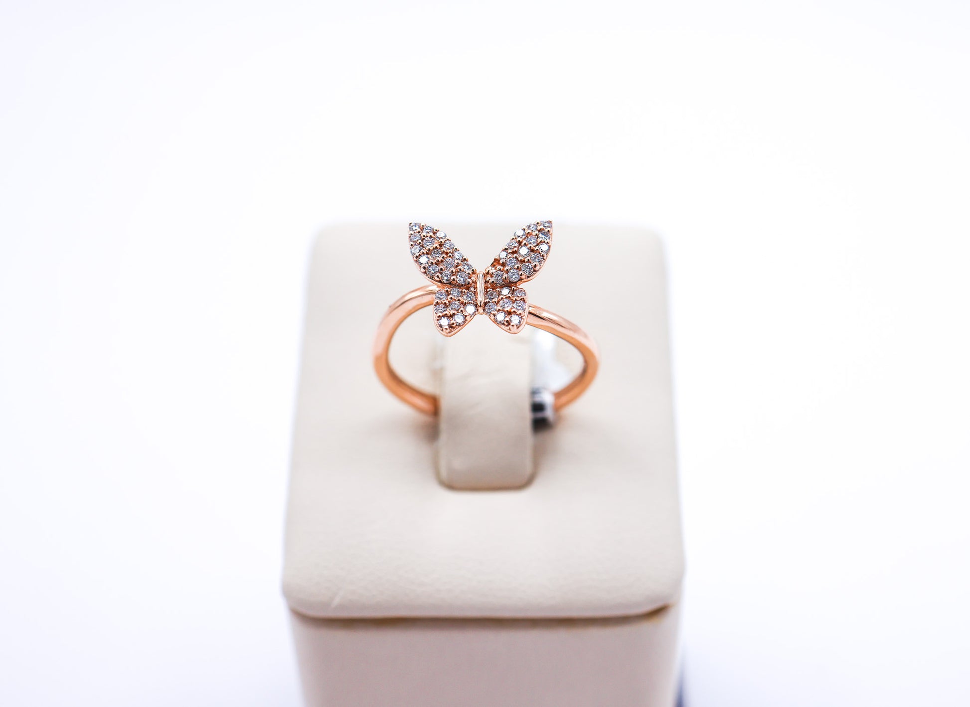 14K Gold 0.24 CTW Rose Gold Butterfly Diamond Ring