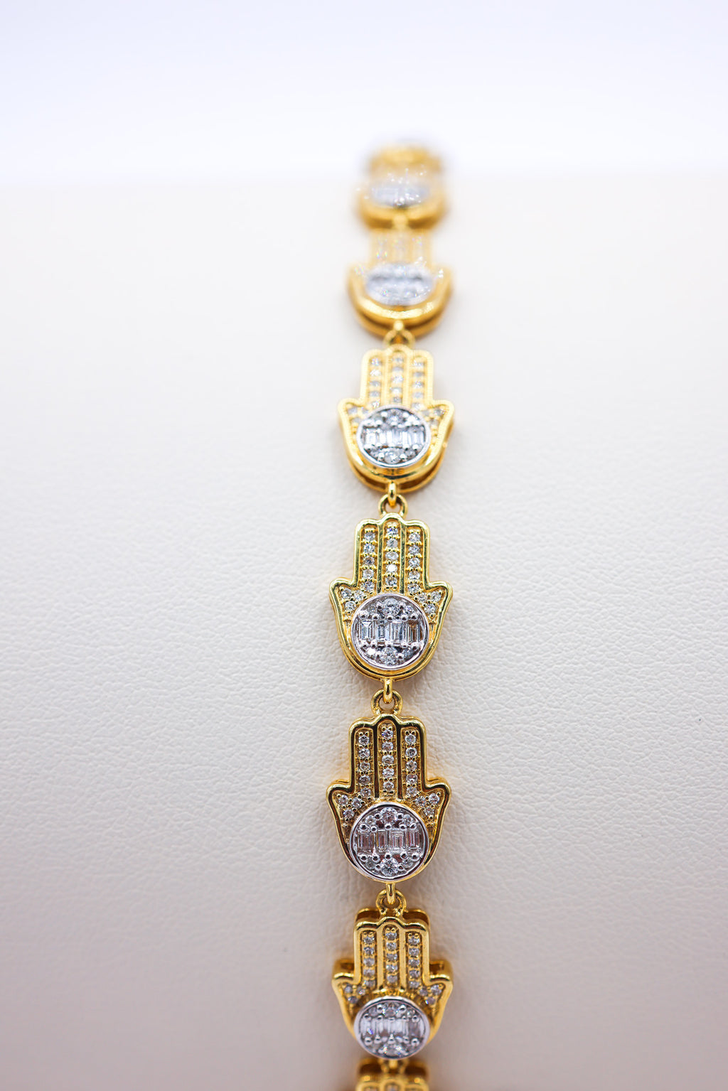 Hamsa Hand Bracelet 10K Gold 2.33CTW