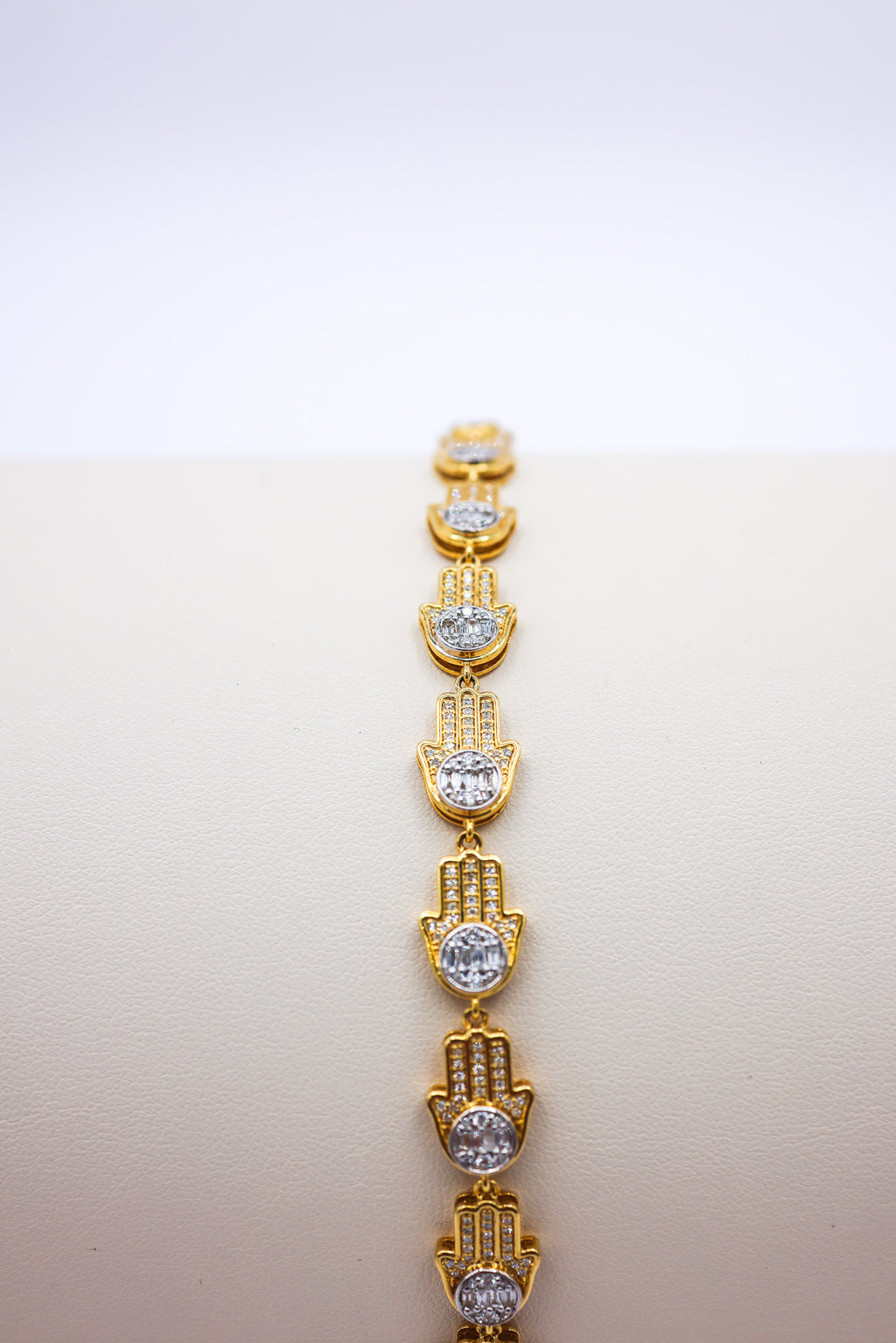 Hamsa Hand Bracelet 10K Gold 2.33CTW