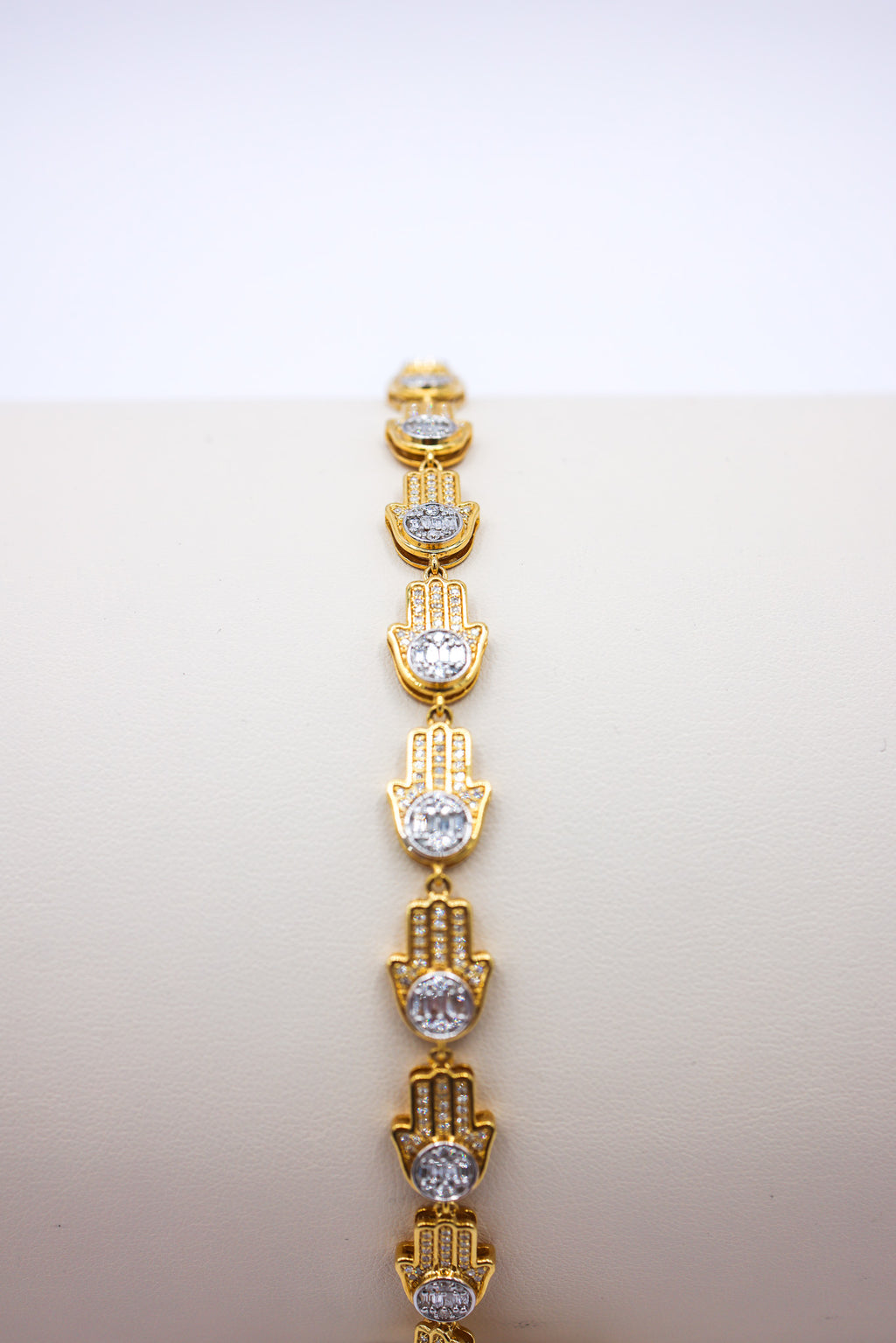 Hamsa Hand Bracelet 10K Gold 2.33CTW