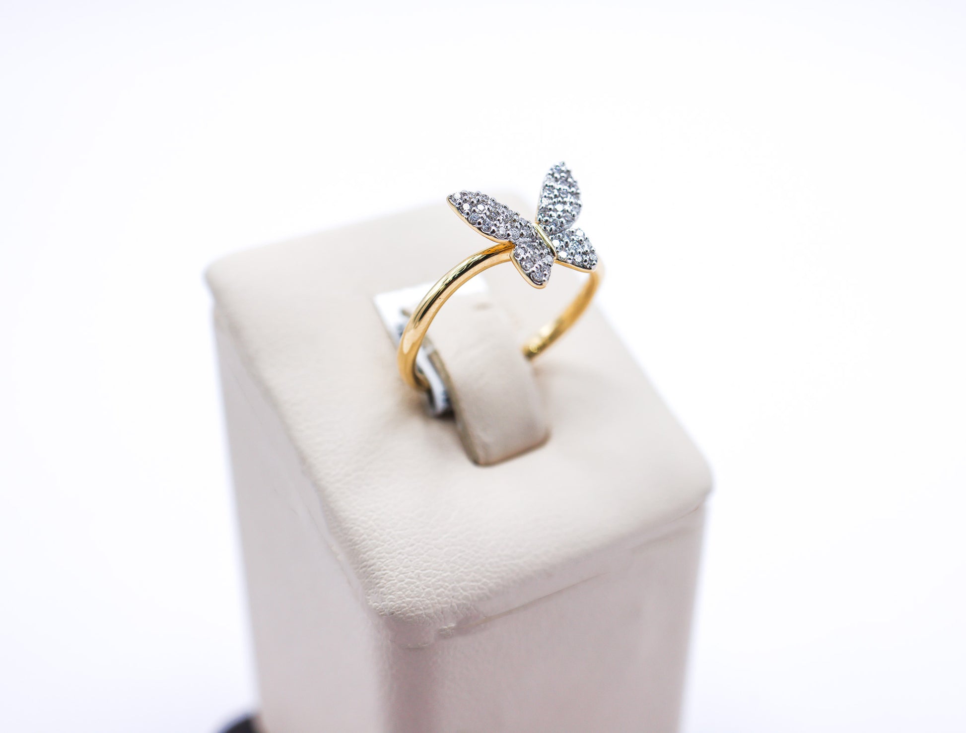 14K Yellow Gold 0.24 CTW White Diamond Butterfly Ring
