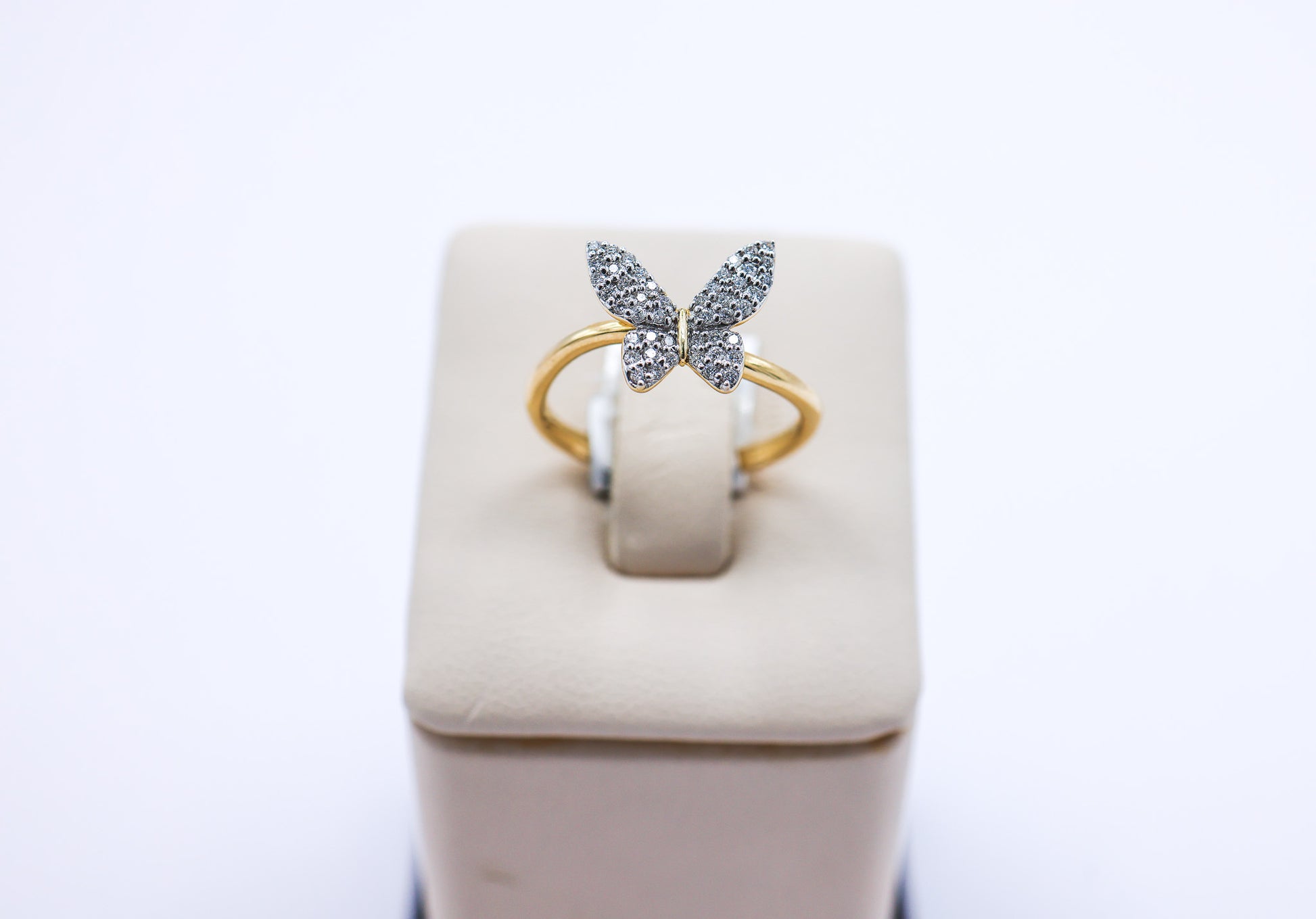 14K Yellow Gold 0.24 CTW White Diamond Butterfly Ring