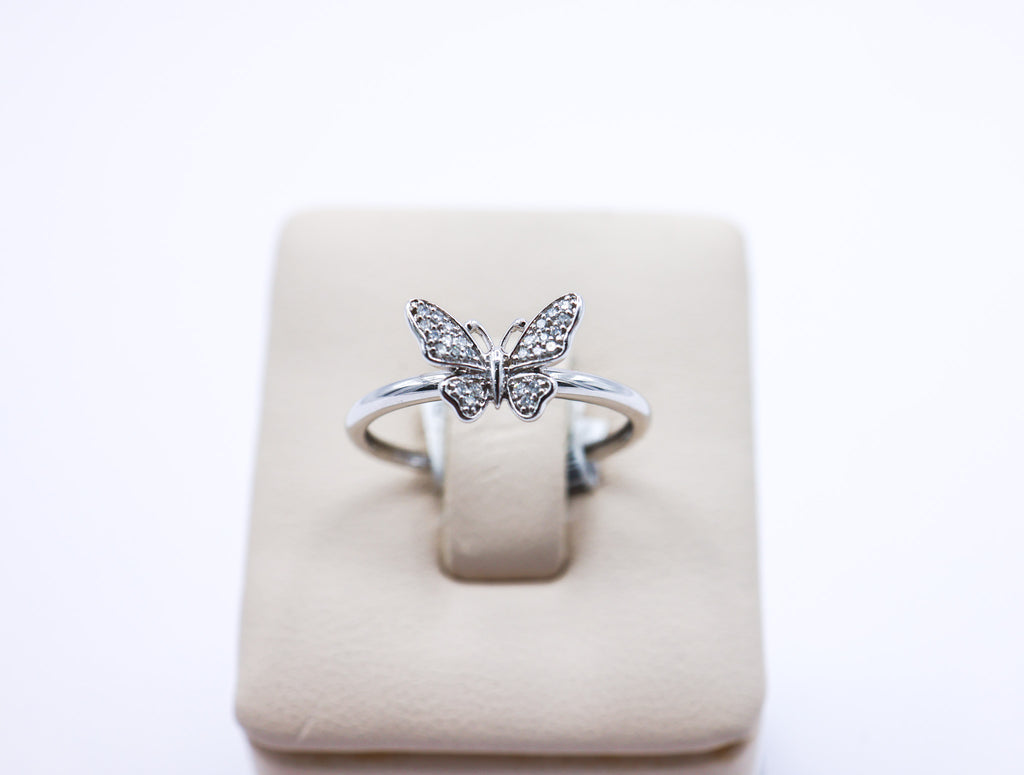10K White Gold 0.05 CTW Butterfly Ring