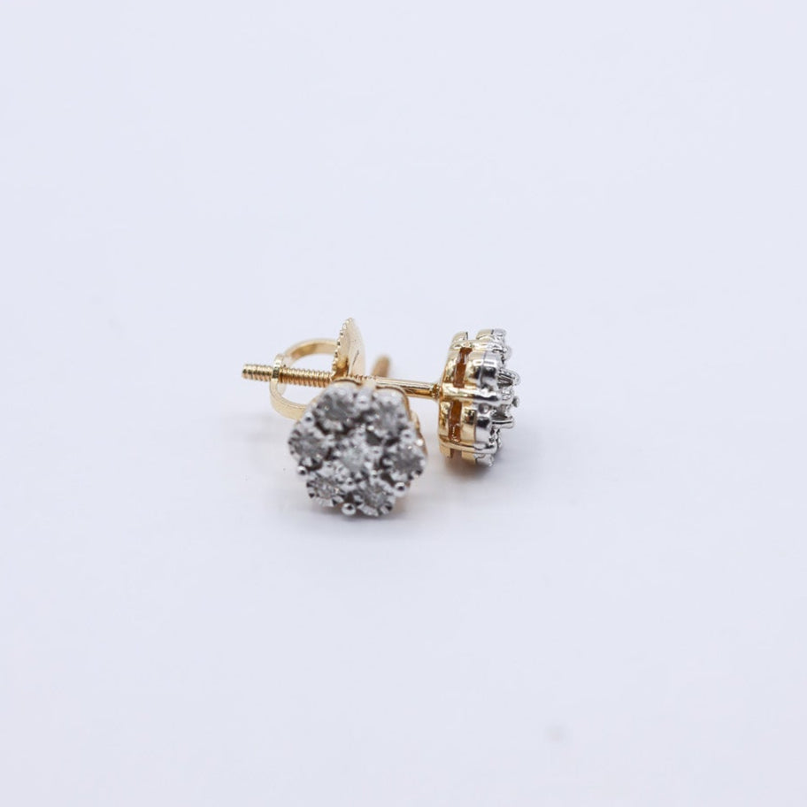 10K 0.08-0.10CT D-EARRING Multi-Diamond Flower