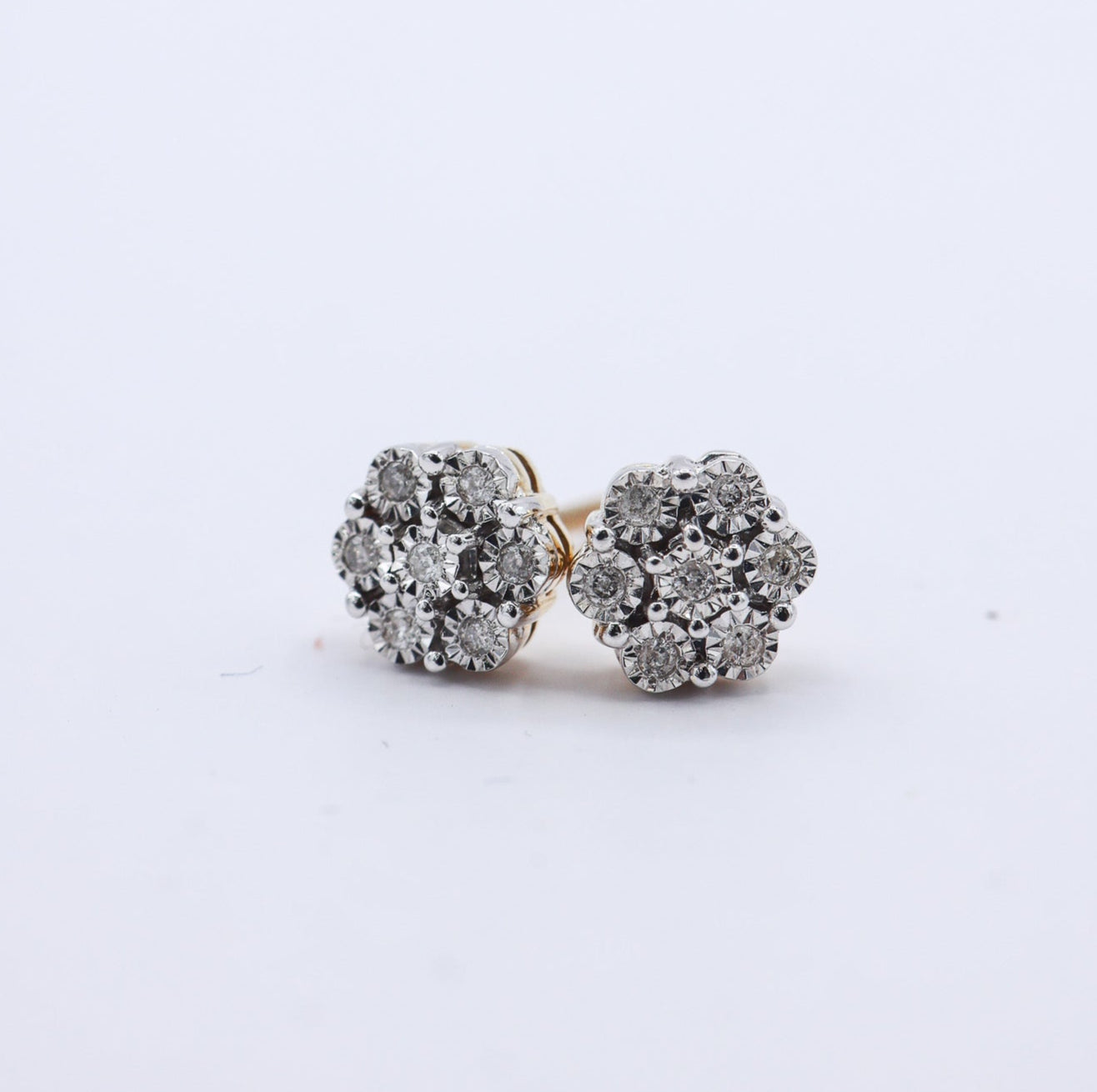 10K 0.08-0.10CT D-EARRING Multi-Diamond Flower