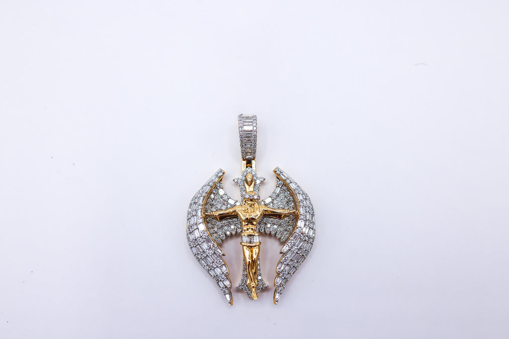 Jesus Wings Charm 14 K Gold 3.73 CTW