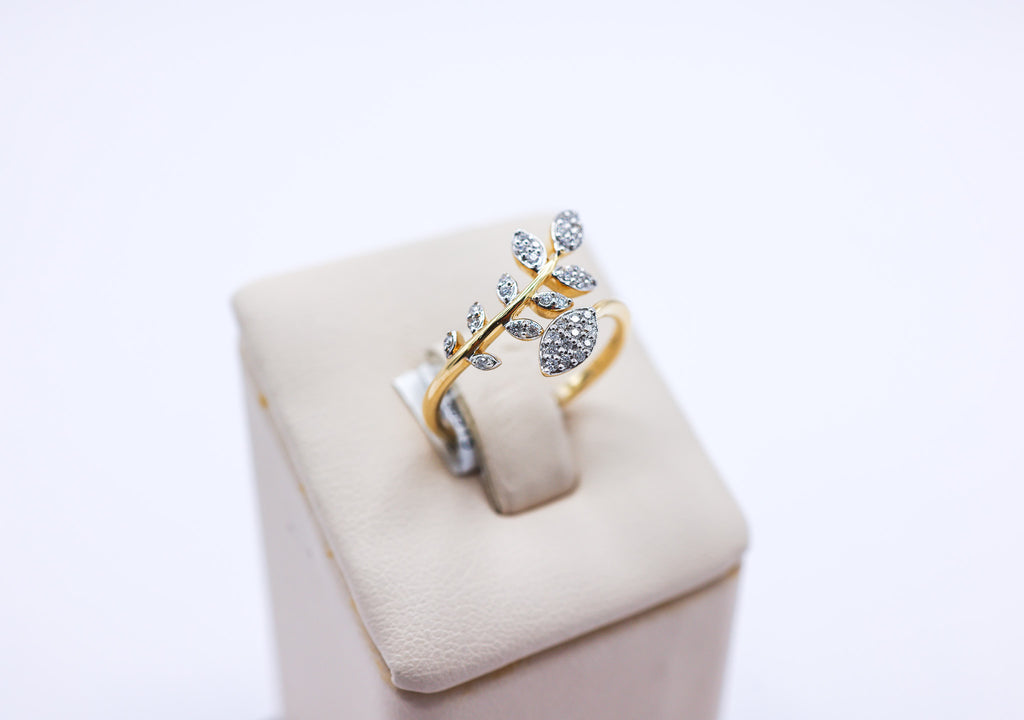 14K Gold 0.19 CTW Olive Branch Diamond Ring