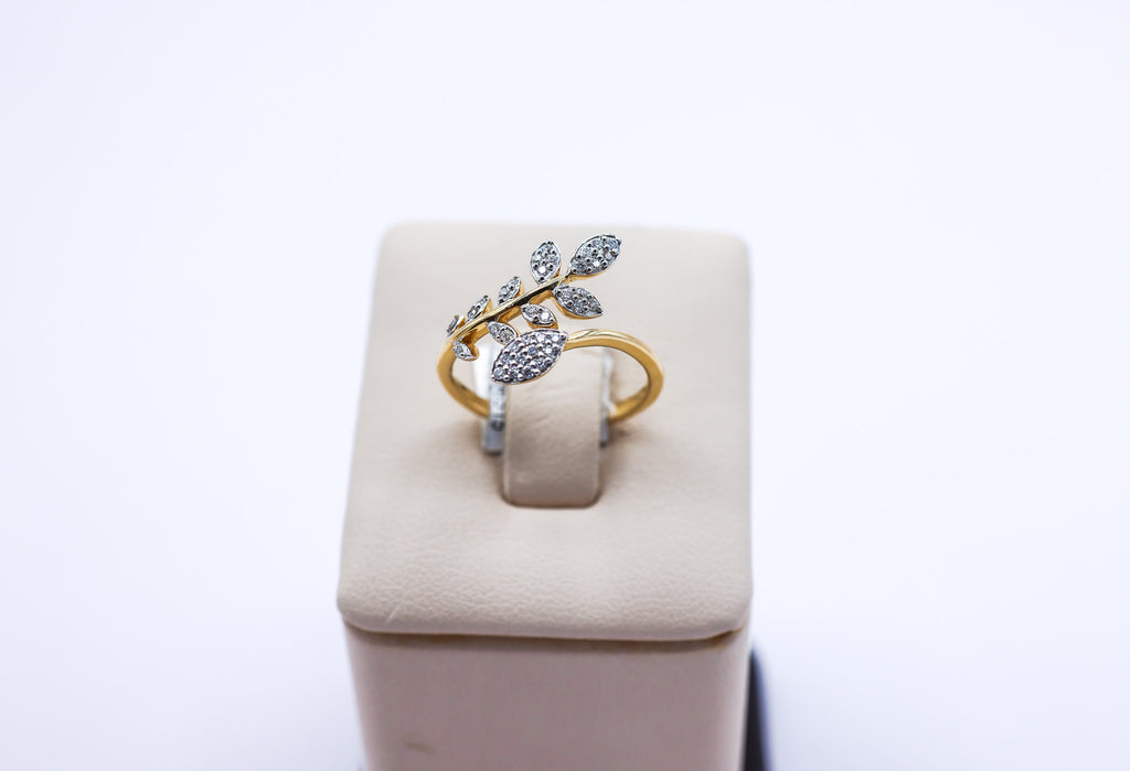 14K Gold 0.19 CTW Olive Branch Diamond Ring