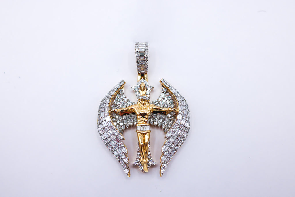 Jesus Wings Charm 14 K Gold 3.73 CTW