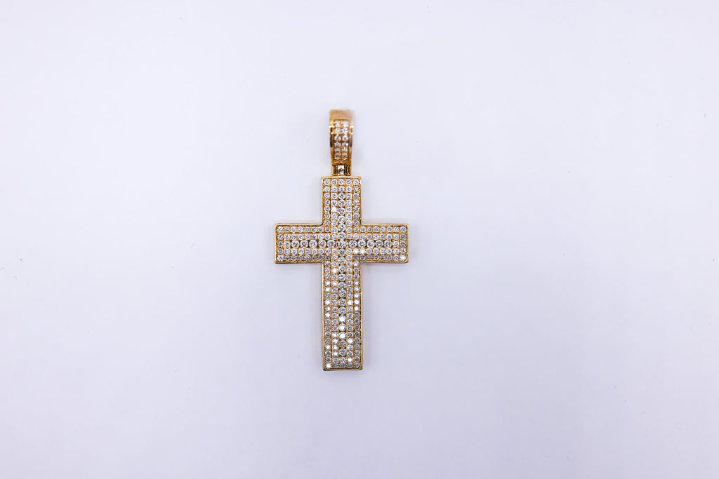Cross Charm 10K gold 2.95CTW