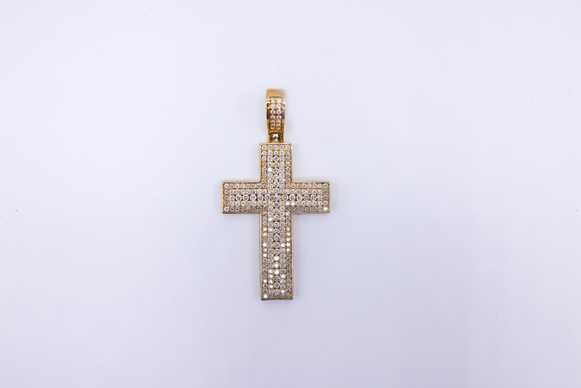 Cross Charm 10K gold 2.95CTW