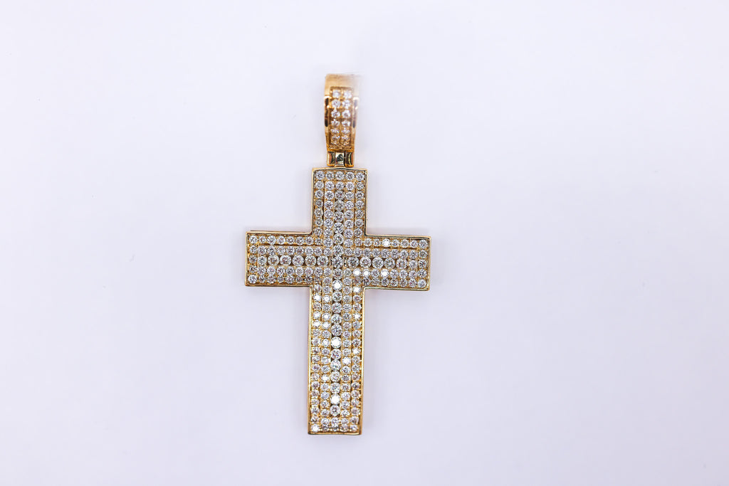 Cross Charm 10K gold 2.95CTW